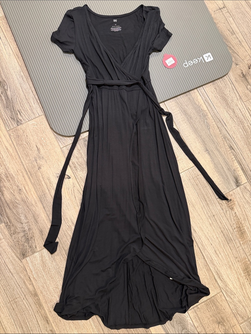 Black Wrap Maxi Dress with Waist Tie